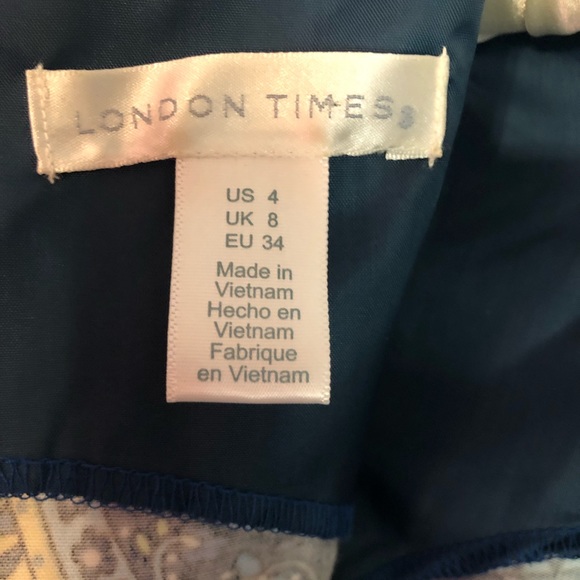 London Times Blue Paisley Print Sheath Dress - Picture 4 of 4